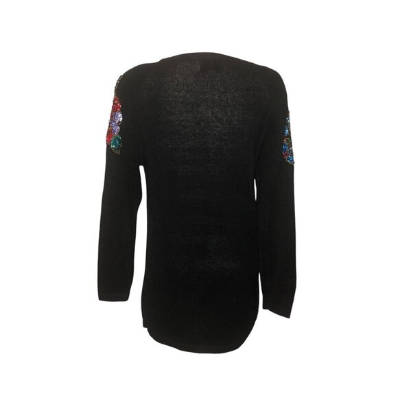 Vintage SML Sport LTD Sz S Women’s '92 Black Sequin Beads Christmas Knit Sweater - Picture 7 of 7